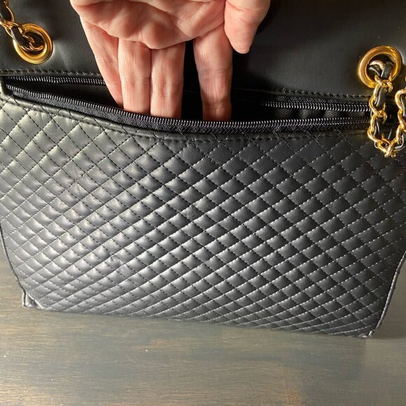 Vintage Evan-Picone Quilted Black Chain Strap Tote - NWOT - Picture 12 of 16